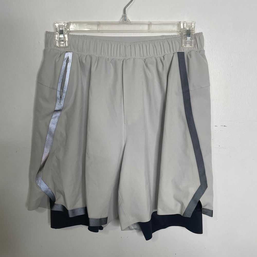 Lululemon Lab Mens Grey Ripstop 2-in-1 Training Shorts with Liner Size S
